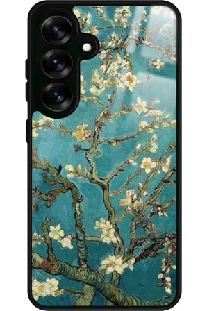 Samsung Galaxy S25 Plus Uyumlu Van Gogh Yeşil Ağaç Tablo Tasarımlı Parlak Silikon Kılıf