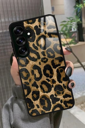 Samsung Galaxy S25 Plus Uyumlu Kahverengi Leopar Tasarımlı Parlak Silikon Kılıf