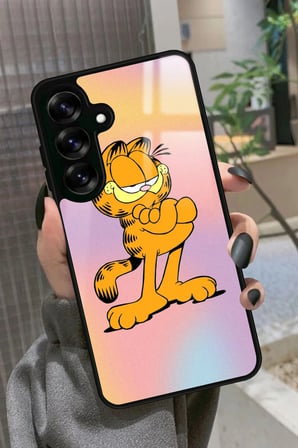 Samsung Galaxy S25 Plus Uyumlu Garfield Tasarımlı Parlak Silikon Kılıf