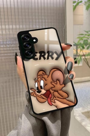 Samsung Galaxy S25 Plus Uyumlu Tom And Jerry Tasarımlı Parlak Silikon Kılıf