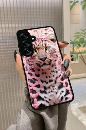 Samsung Galaxy S25 Plus Uyumlu Pembe Kaplan Tasarımlı Parlak Silikon Kılıf