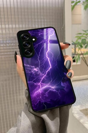 Samsung Galaxy S25 Plus Uyumlu Mor Şimşek Tasarımlı Parlak Silikon Kılıf