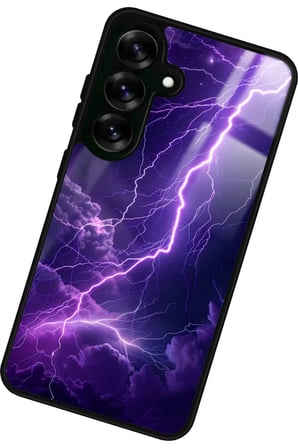Samsung Galaxy S25 Plus Uyumlu Mor Şimşek Tasarımlı Parlak Silikon Kılıf