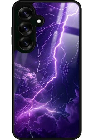 Samsung Galaxy S25 Plus Uyumlu Mor Şimşek Tasarımlı Parlak Silikon Kılıf