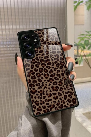 Samsung Galaxy S25 Ultra Uyumlu Kahverengi Leopar Tasarımlı Parlak Silikon Kılıf