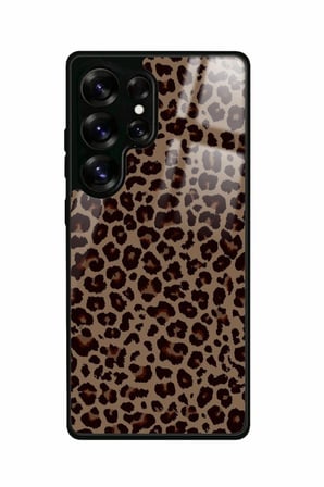Samsung Galaxy S25 Ultra Uyumlu Kahverengi Leopar Tasarımlı Parlak Silikon Kılıf