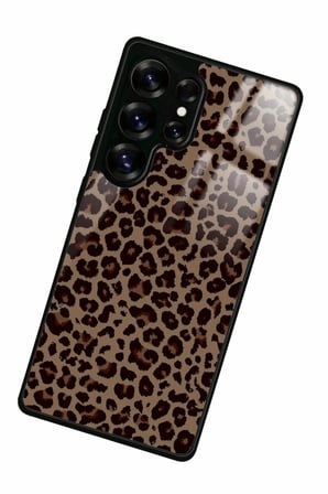 Samsung Galaxy S25 Ultra Uyumlu Kahverengi Leopar Tasarımlı Parlak Silikon Kılıf