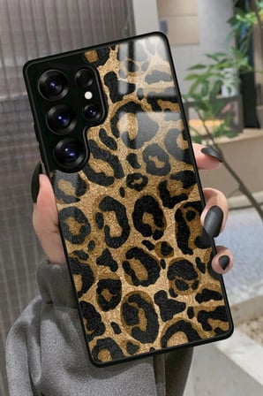 Samsung Galaxy S25 Ultra Uyumlu Kahverengi Leopar Tasarımlı Parlak Silikon Kılıf