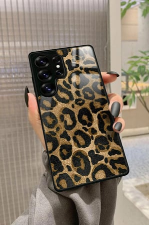 Samsung Galaxy S25 Ultra Uyumlu Kahverengi Leopar Tasarımlı Parlak Silikon Kılıf