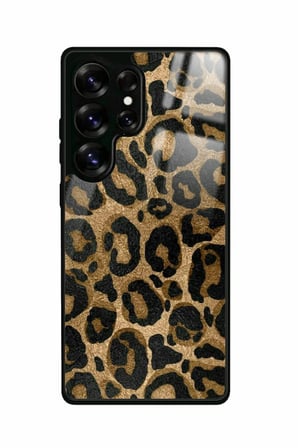 Samsung Galaxy S25 Ultra Uyumlu Kahverengi Leopar Tasarımlı Parlak Silikon Kılıf