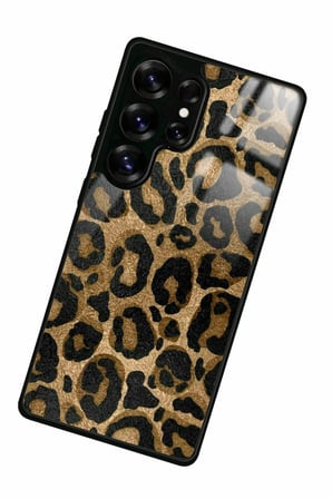 Samsung Galaxy S25 Ultra Uyumlu Kahverengi Leopar Tasarımlı Parlak Silikon Kılıf