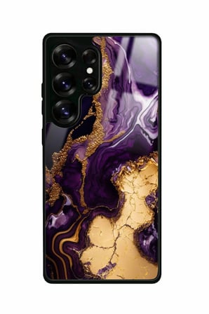 Samsung Galaxy S25 Ultra Uyumlu Mor Mermer Tasarımlı Parlak Silikon Kılıf