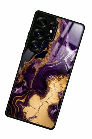 Samsung Galaxy S25 Ultra Uyumlu Mor Mermer Tasarımlı Parlak Silikon Kılıf