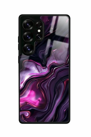 Samsung Galaxy S25 Ultra Uyumlu Mor Mermer Tasarımlı Parlak Silikon Kılıf