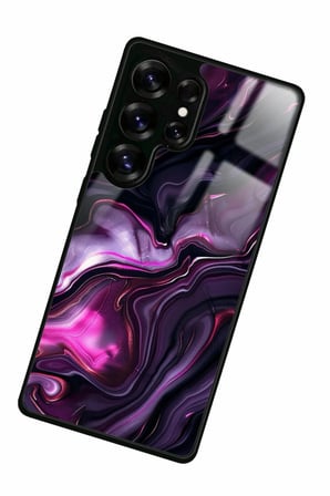 Samsung Galaxy S25 Ultra Uyumlu Mor Mermer Tasarımlı Parlak Silikon Kılıf