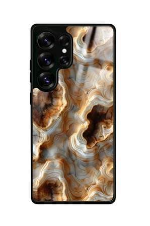 Samsung Galaxy S25 Ultra Uyumlu Beyaz&Altın Mermer Tasarımlı Parlak Silikon Kılıf