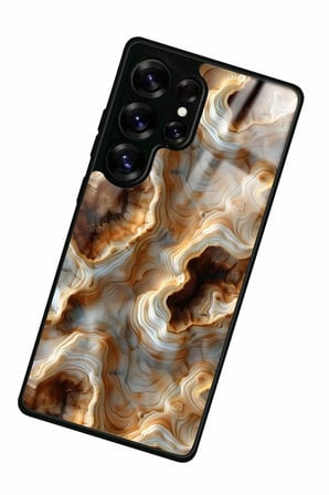 Samsung Galaxy S25 Ultra Uyumlu Beyaz&Altın Mermer Tasarımlı Parlak Silikon Kılıf