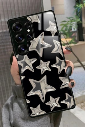 Samsung Galaxy S25 Ultra Uyumlu Yıldız Tasarımlı Parlak Silikon Kılıf