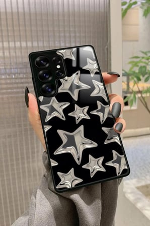 Samsung Galaxy S25 Ultra Uyumlu Yıldız Tasarımlı Parlak Silikon Kılıf