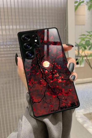 Samsung Galaxy S25 Ultra Uyumlu Kırmızı Manzara Tasarımlı Parlak Silikon Kılıf