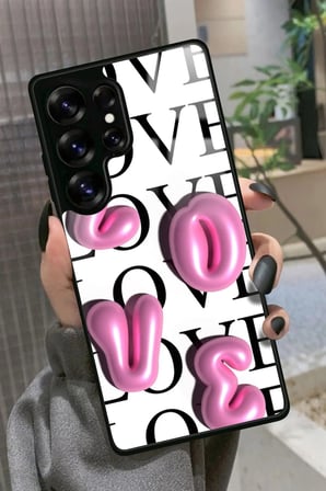 Samsung Galaxy S25 Ultra Uyumlu Love Yazılı Parlak Silikon Kılıf