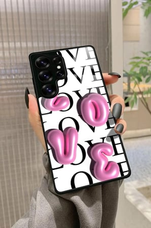 Samsung Galaxy S25 Ultra Uyumlu Love Yazılı Parlak Silikon Kılıf