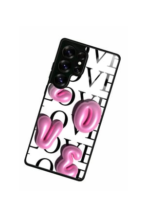 Samsung Galaxy S25 Ultra Uyumlu Love Yazılı Parlak Silikon Kılıf