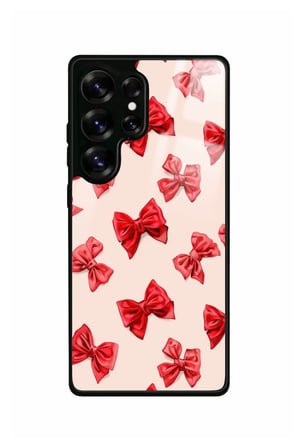 Samsung Galaxy S25 Ultra Uyumlu Kırmızı Kurdele Tasarımlı Parlak Silikon Kılıf