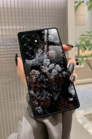 Samsung Galaxy S25 Ultra Uyumlu Beyaz Çiçek Tasarımlı Parlak Silikon Kılıf
