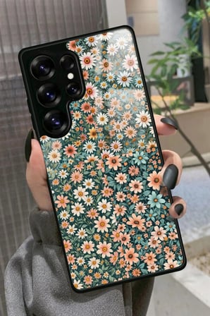 Samsung Galaxy S25 Ultra Uyumlu Karışık Çiçek Tasarımlı Parlak Silikon Kılıf