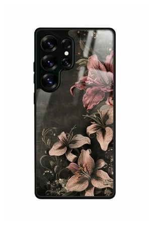 Samsung Galaxy S25 Ultra Uyumlu Pembe Çiçek Tasarımlı Parlak Silikon Kılıf