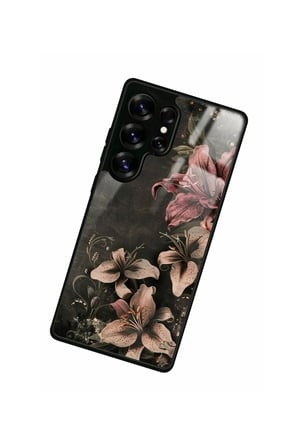 Samsung Galaxy S25 Ultra Uyumlu Pembe Çiçek Tasarımlı Parlak Silikon Kılıf