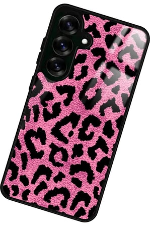 Samsung Galaxy S25 Uyumlu Pembe Leopar Tasarımlı Parlak Silikon Kılıf