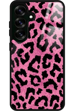 Samsung Galaxy S25 Uyumlu Pembe Leopar Tasarımlı Parlak Silikon Kılıf
