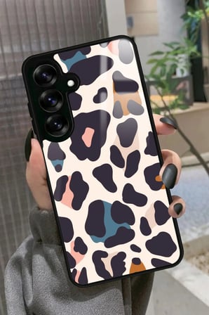Samsung Galaxy S25 Uyumlu Karışık Renkli Leopar Tasarımlı Parlak Silikon Kılıf