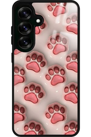 Samsung Galaxy S25 Uyumlu Pembe Kedi Patisi Tasarımlı Parlak Silikon Kılıf