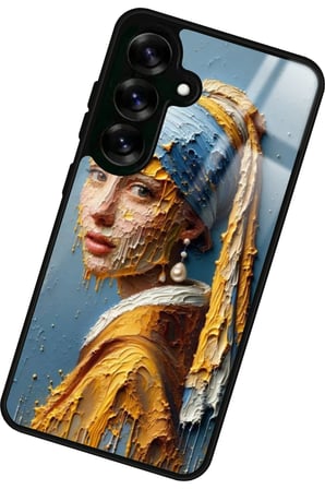 Samsung Galaxy S25 Uyumlu İnci Küpeli Kız Tablo Tasarımlı Parlak Silikon Kılıf