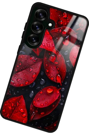 Samsung Galaxy S25 Uyumlu Kırmızı Yaprak Tasarımlı Parlak Silikon Kılıf