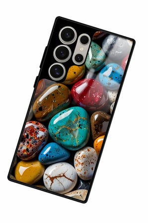 Samsung Galaxy S22 Ultra Uyumlu Renkli Taş Tasarımlı Parlak Silikon Kılıf