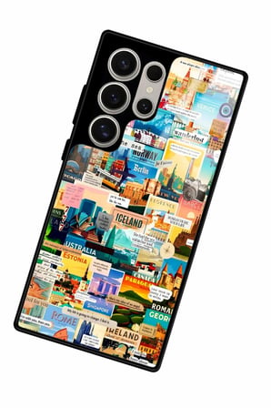 Samsung Galaxy S22 Ultra Uyumlu Travel Tasarımlı Parlak Silikon Kılıf