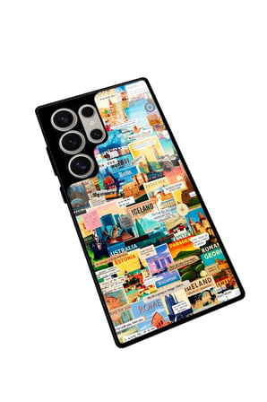 Samsung Galaxy S22 Ultra Uyumlu Travel Tasarımlı Parlak Silikon Kılıf