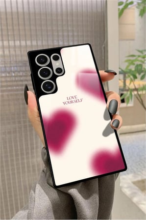 Samsung Galaxy S22 Ultra Uyumlu Love Yazılı Parlak Silikon Kılıf