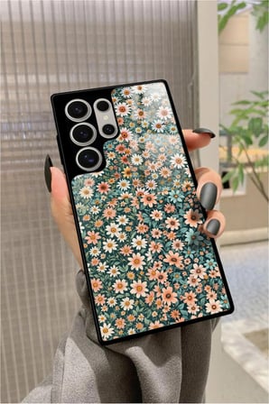 Samsung Galaxy S22 Ultra Uyumlu Karışık Çiçek Tasarımlı Parlak Silikon Kılıf