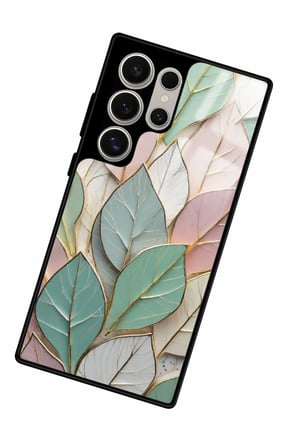 Samsung Galaxy S22 Ultra Uyumlu Yaprak Tasarımlı Parlak Silikon Kılıf