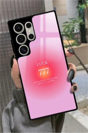 Samsung Galaxy S22 Ultra Uyumlu 777 Yazılı Parlak Silikon Kılıf
