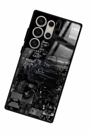 Samsung Galaxy S22 Ultra Uyumlu Araba Posteri Tasarımlı Parlak Silikon Kılıf