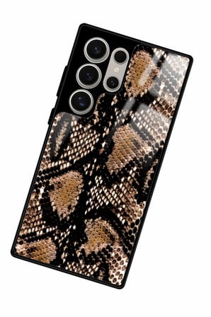 Samsung Galaxy S22 Ultra Uyumlu Yılan Derisi Tasarımlı Parlak Silikon Kılıf