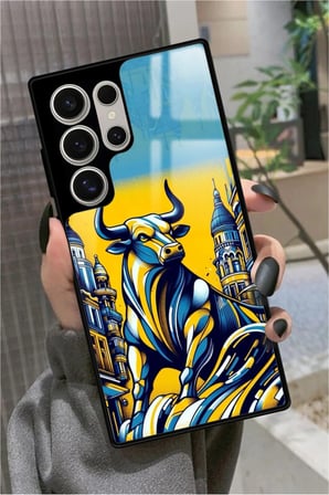 Samsung Galaxy S22 Ultra Uyumlu Kadıköy Boğası Tasarımlı Parlak Silikon Kılıf