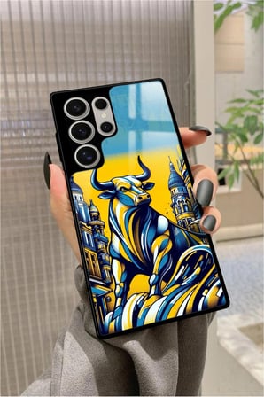 Samsung Galaxy S22 Ultra Uyumlu Kadıköy Boğası Tasarımlı Parlak Silikon Kılıf