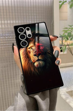 Samsung Galaxy S22 Ultra Uyumlu Aslan Tasarımlı Parlak Silikon Kılıf